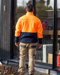 Lumber Jacket in Fluoro Orange & Navy