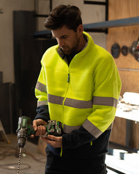 Hi-Vis Lumber Jacket with Tape in Fluoro Yellow & Navy