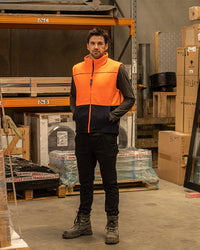 Maguire Vest in Fluoro Orange & Navy