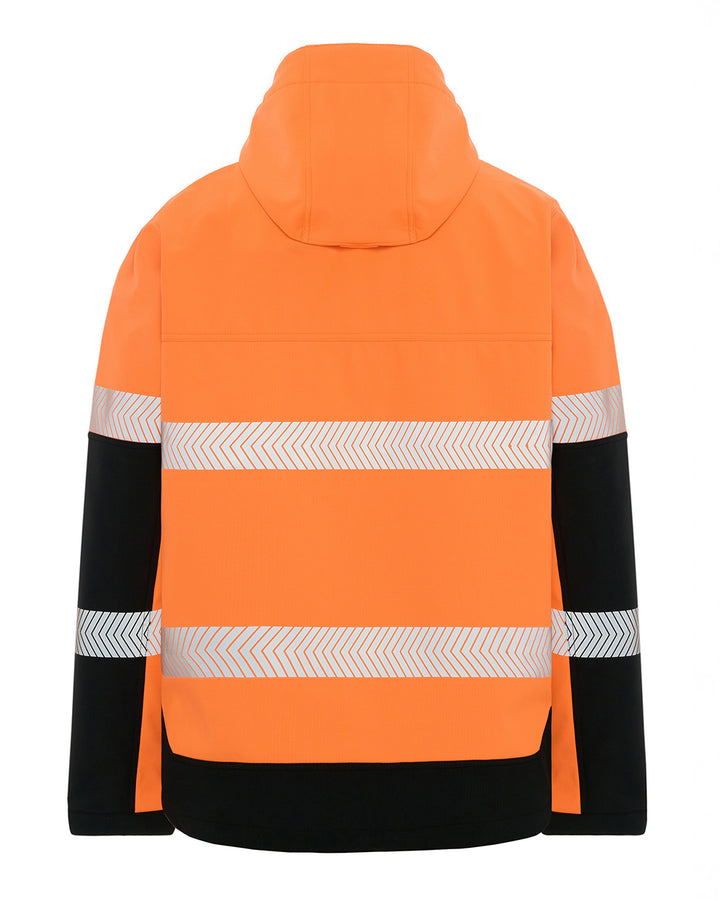 Hi-Vis Matthews Hooded Softshell Jacket in Fluoro Orange & Black