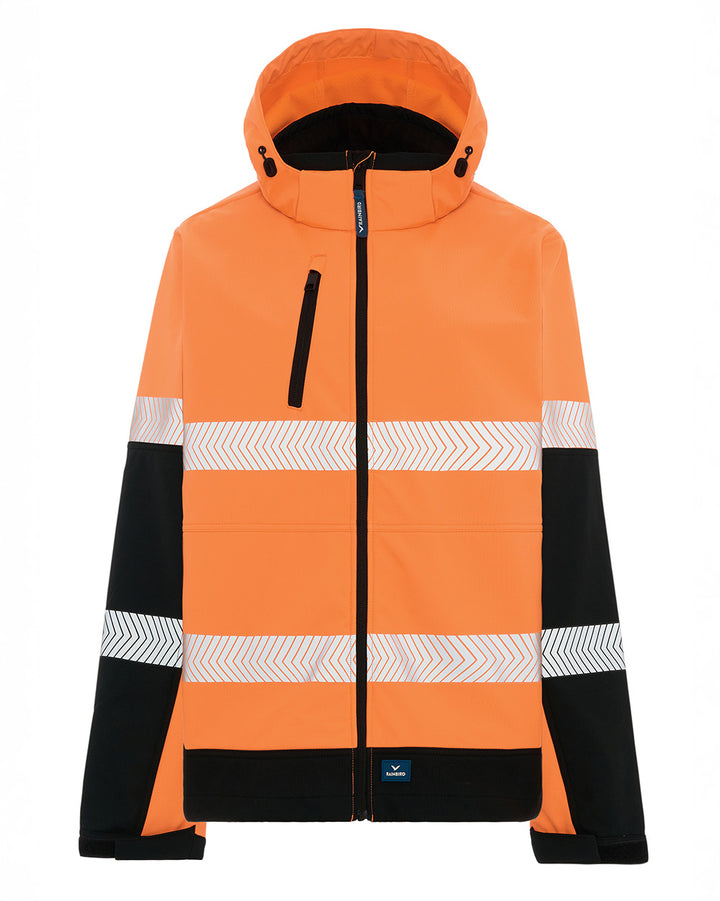 Hi-Vis Matthews Hooded Softshell Jacket in Fluoro Orange & Black