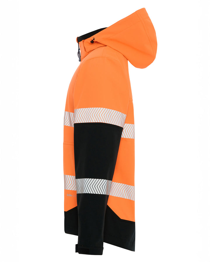 Hi-Vis Matthews Hooded Softshell Jacket in Fluoro Orange & Black