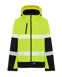 Hi-Vis Matthews Hooded Softshell Jacket in Fluoro Yellow & Black