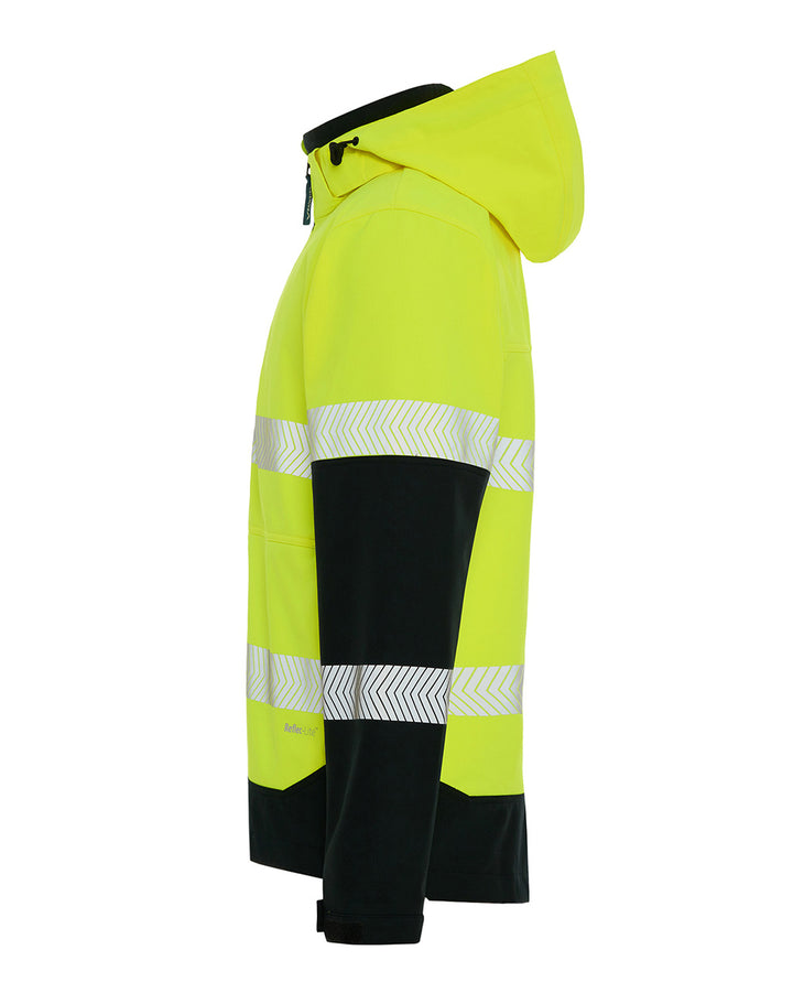 Hi-Vis Matthews Hooded Softshell Jacket in Fluoro Yellow & Black