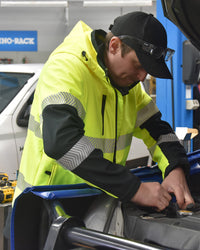 Hi-Vis Matthews Hooded Softshell Jacket in Fluoro Yellow & Black