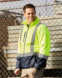 Pilot Jacket with Tape in Fluoro Yellow & Navy