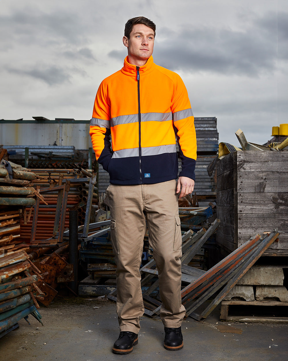 Navy Rafter Rafter Fleece Jacket in Fluoro Orange & Navy – Rainbird Workwear