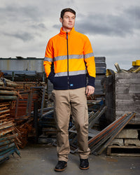 Rafter Fleece Jacket in Fluoro Orange & Navy