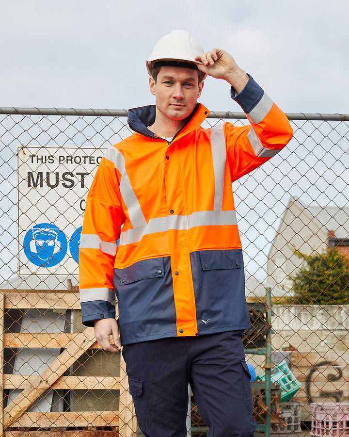 Shelter Jacket in Fluoro Orange & Navy