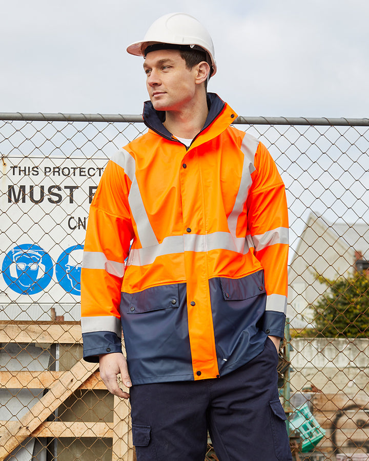Shelter Jacket in Fluoro Orange & Navy