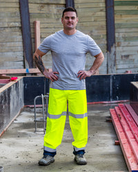 Shelter Pant in Fluoro Yellow & Navy