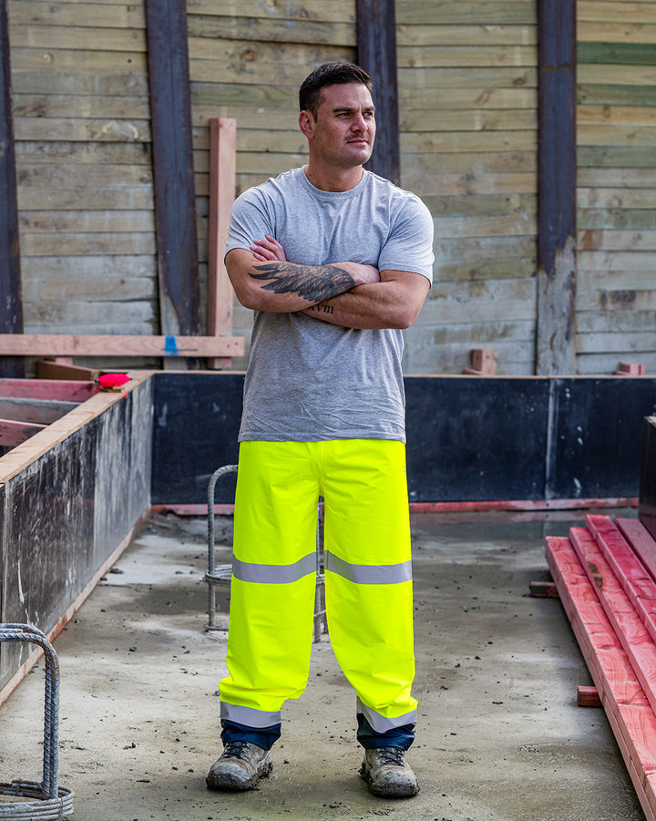 Shelter Pant in Fluoro Yellow & Navy