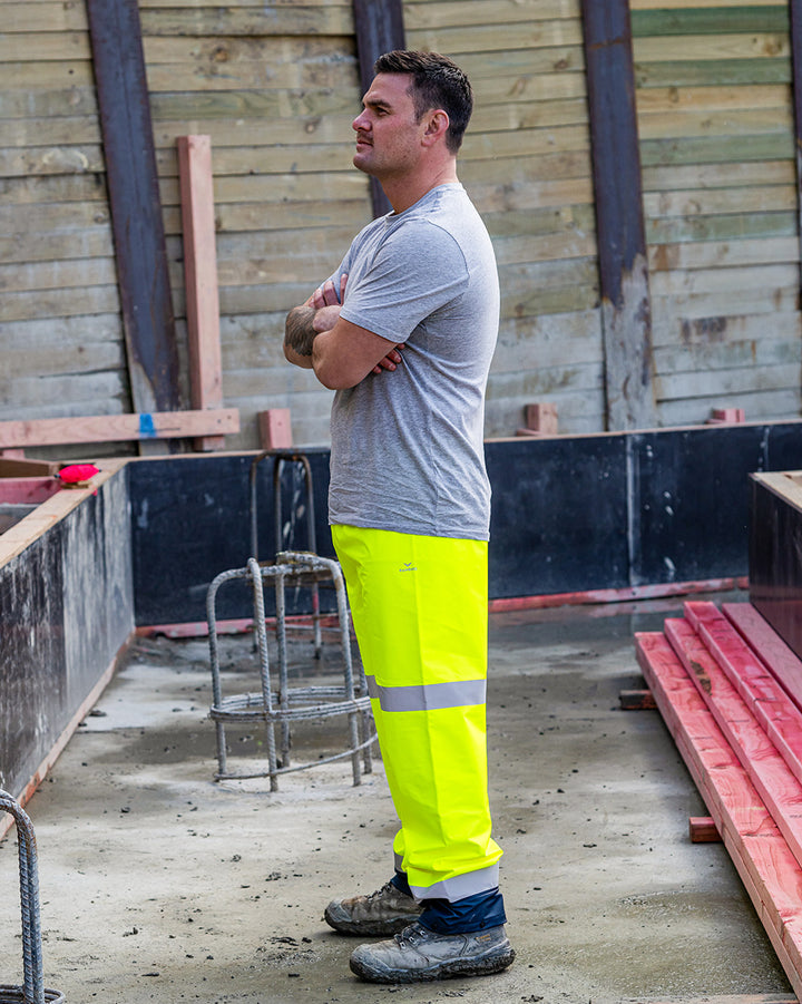 Shelter Pant in Fluoro Yellow & Navy
