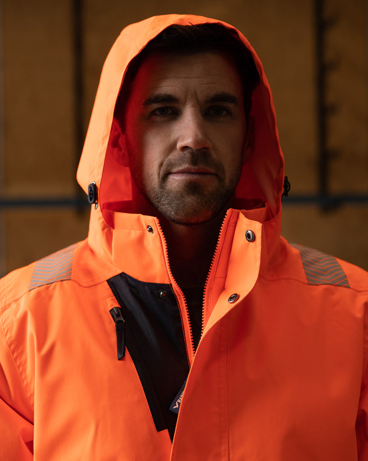Hi-Vis Southern Parka in Fluoro Orange & Navy