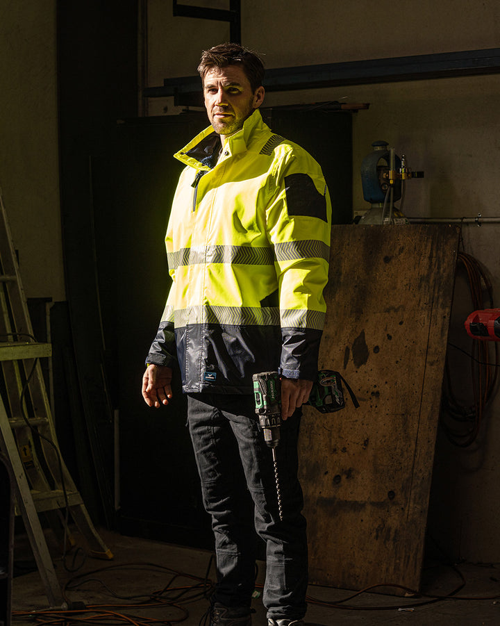 Hi-Vis Southern Parka in Fluoro Yellow & Navy