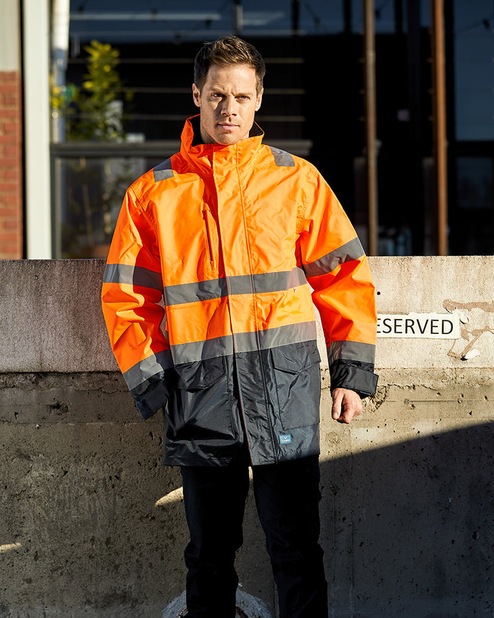 Ultimate Jacket in Fluoro Orange & Navy