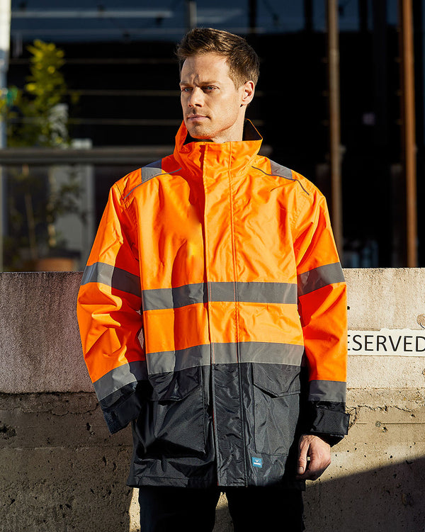 Ultimate Jacket in Fluoro Orange & Navy