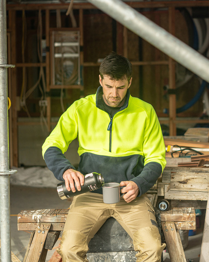 Woruga Pullover in Fluoro Yellow & Navy