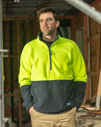 Woruga Pullover in Fluoro Yellow & Navy